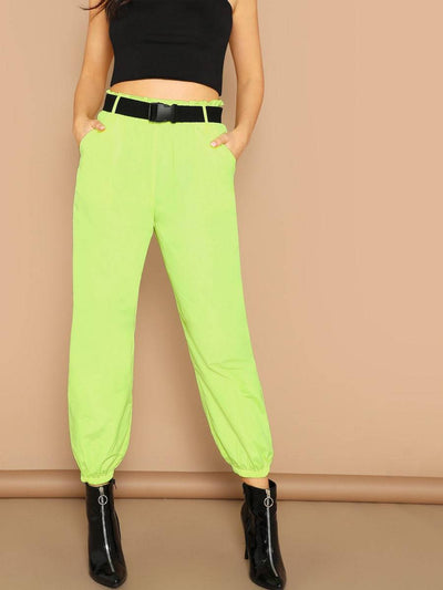 Neon<b style="color:White;"><font size="1"> -</font></b>Orange<b style="color:White;"><font size="1"> -</font></b>Slant<b style="color:White;"><font size="1"> -</font></b>Pocket Push Buckle Belted Pants