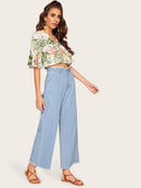 Raw<b style="color:White;"><font size="1"> -</font></b>Hem<b style="color:White;"><font size="1"> -</font></b>Wide Leg High Waist Jeans