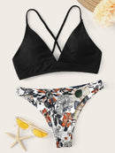 Random<b style="color:White;"><font size="1"> -</font></b>Floral<b style="color:White;"><font size="1"> -</font></b>Braided Strap Crisscross Bikini Set