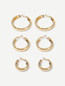 Simple<b style="color:White;"><font size="1"> -</font></b>Design Hoop Earrings 3pairs