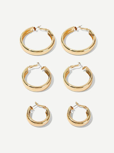 Simple<b style="color:White;"><font size="1"> -</font></b>Design Hoop Earrings 3pairs