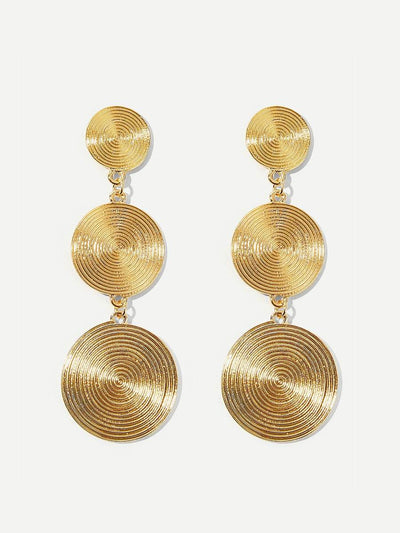 Layered<b style="color:White;"><font size="1"> -</font></b>Spiral<b style="color:White;"><font size="1"> -</font></b>Engraved Round Drop Earrings 1pair