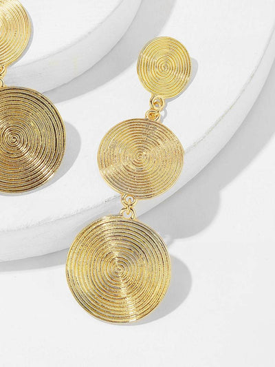 Layered<b style="color:White;"><font size="1"> -</font></b>Spiral<b style="color:White;"><font size="1"> -</font></b>Engraved Round Drop Earrings 1pair