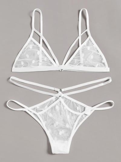 Polka<b style="color:White;"><font size="1"> -</font></b>Dot<b style="color:White;"><font size="1"> -</font></b>Harness Sheer Lingerie Set