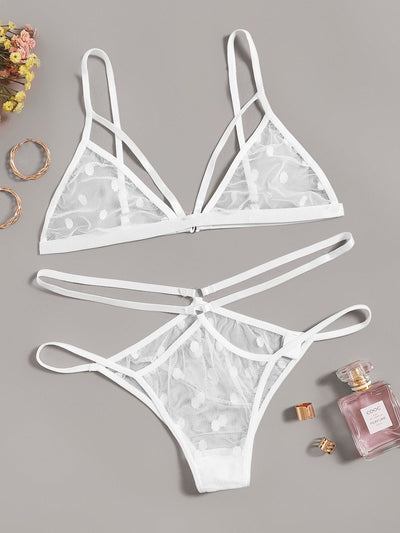 Polka<b style="color:White;"><font size="1"> -</font></b>Dot<b style="color:White;"><font size="1"> -</font></b>Harness Sheer Lingerie Set