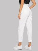 Rolled<b style="color:White;"><font size="1"> -</font></b>Hem<b style="color:White;"><font size="1"> -</font></b>Frill High Waist Jeans