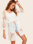 Lace<b style="color:White;"><font size="1"> -</font></b>Open Front Sheer Kimono