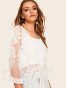 Lace<b style="color:White;"><font size="1"> -</font></b>Open Front Sheer Kimono