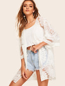 Lace<b style="color:White;"><font size="1"> -</font></b>Open Front Sheer Kimono