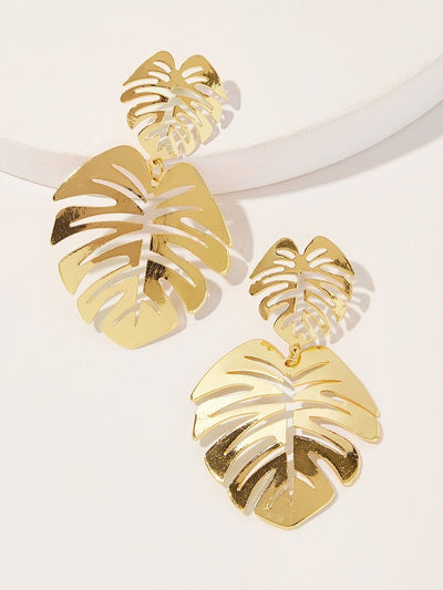 Double<b style="color:White;"><font size="1"> -</font></b>Leaf<b style="color:White;"><font size="1"> -</font></b>Shaped Drop Earrings 1pair