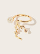 Faux<b style="color:White;"><font size="1"> -</font></b>Pearl<b style="color:White;"><font size="1"> -</font></b>Detail Cuff Ring 1pc