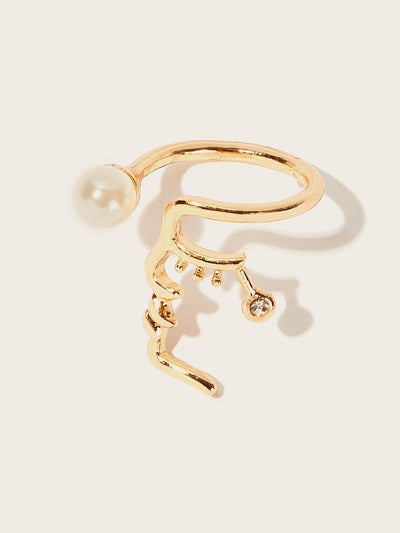 Faux<b style="color:White;"><font size="1"> -</font></b>Pearl<b style="color:White;"><font size="1"> -</font></b>Detail Cuff Ring 1pc