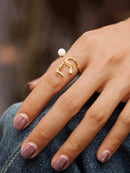 Faux<b style="color:White;"><font size="1"> -</font></b>Pearl<b style="color:White;"><font size="1"> -</font></b>Detail Cuff Ring 1pc