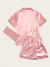 Contrast<b style="color:White;"><font size="1"> -</font></b>Binding<b style="color:White;"><font size="1"> -</font></b>Satin Pajama Set With Purse