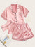 Contrast<b style="color:White;"><font size="1"> -</font></b>Binding<b style="color:White;"><font size="1"> -</font></b>Satin Pajama Set With Purse