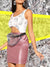 Elastic<b style="color:White;"><font size="1"> -</font></b>Waist<b style="color:White;"><font size="1"> -</font></b>Pocket Front PU Skirt