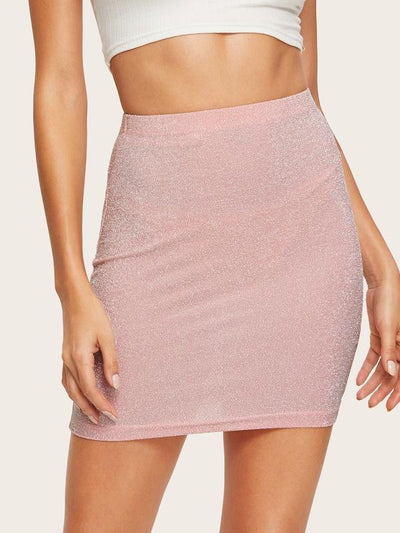 High<b style="color:White;"><font size="1"> -</font></b>Waist Glitter Bodycon Skirt