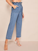 Paperbag<b style="color:White;"><font size="1"> -</font></b>Waist<b style="color:White;"><font size="1"> -</font></b>Straight Leg Crop Jeans