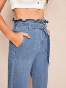 Waist<b style="color:White;"><font size="1"> -</font></b>Straight<b style="color:White;"><font size="1"> -</font></b>Leg Crop Jeans