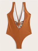 Double<b style="color:White;"><font size="1"> -</font></b>V-Neck<b style="color:White;"><font size="1"> -</font></b>Cut-out Front One Piece Swimsuit