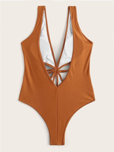 Double<b style="color:White;"><font size="1"> -</font></b>V-Neck<b style="color:White;"><font size="1"> -</font></b>Cut-out Front One Piece Swimsuit