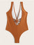 Double<b style="color:White;"><font size="1"> -</font></b>V-Neck<b style="color:White;"><font size="1"> -</font></b>Cut-out Front One Piece Swimsuit