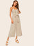 Double<b style="color:White;"><font size="1"> -</font></b>Breasted<b style="color:White;"><font size="1"> -</font></b>Belted Wide Leg Cami Jumpsuit