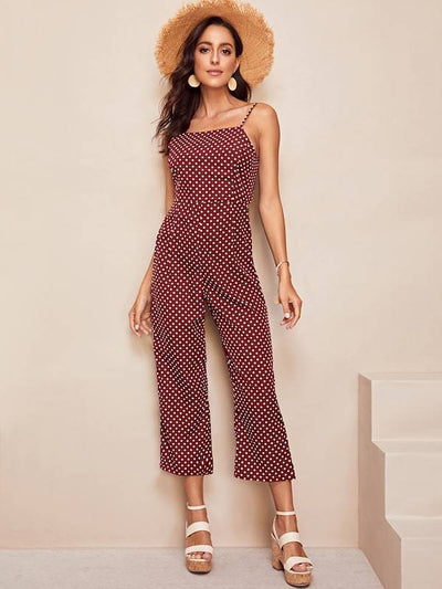 Knot<b style="color:White;"><font size="1"> -</font></b>Back Polka Dot Cami Jumpsuits