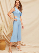 Ruffle<b style="color:White;"><font size="1"> -</font></b>Detail<b style="color:White;"><font size="1"> -</font></b>Cutout One Shoulder Knot Jumpsuit