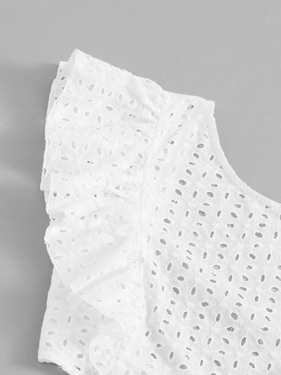 Lace<b style="color:White;"><font size="1"> -</font></b>Eyelet<b style="color:White;"><font size="1"> -</font></b>Ruffle<b style="color:White;"><font size="1"> -</font></b>Knot Top & Wrap Belted Skirt Set