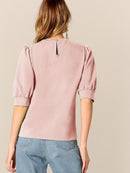 Keyhole<b style="color:White;"><font size="1"> -</font></b>Back<b style="color:White;"><font size="1"> -</font></b>Mock-neck Puff Sleeve Top