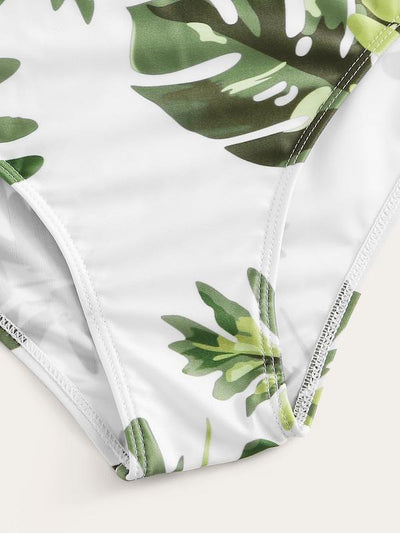 Palm<b style="color:White;"><font size="1"> -</font></b>Print<b style="color:White;"><font size="1"> -</font></b>Flounce One Piece Swimsuit