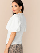 Letter<b style="color:White;"><font size="1"> -</font></b>Print Puff Sleeve Top