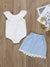 Toddler<b style="color:White;"><font size="1"> -</font></b>Girls<b style="color:White;"><font size="1"> -</font></b>Eyelet<b style="color:White;"><font size="1"> -</font></b>Embroidery Ruffle Jumpsuit With Bow Front Skirt