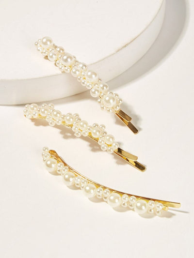 Faux<b style="color:White;"><font size="1"> -</font></b>Pearl Decor Hairpin 3pack