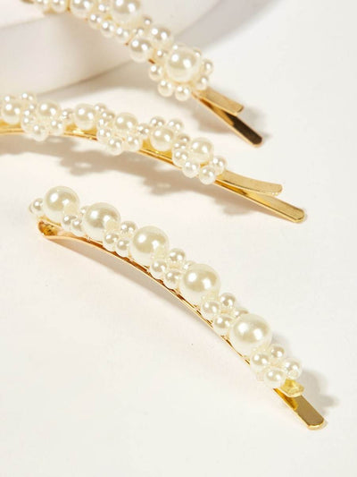 Faux<b style="color:White;"><font size="1"> -</font></b>Pearl Decor Hairpin 3pack