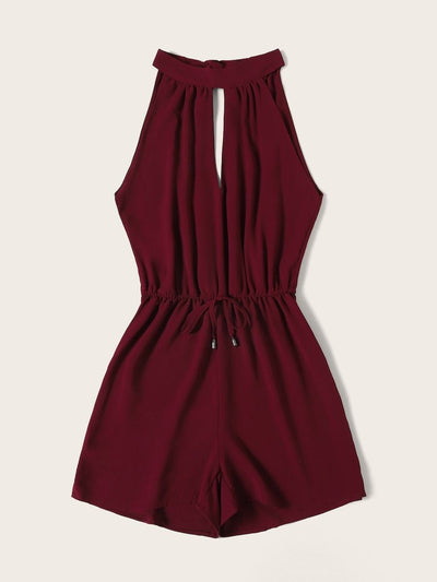 Drawstring<b style="color:White;"><font size="1"> -</font></b>Waist<b style="color:White;"><font size="1"> -</font></b>Cut Out Tie Back Playsuit