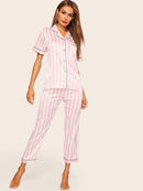 Contrast<b style="color:White;"><font size="1"> -</font></b>Binding Striped Pajama Set