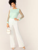 Pearl<b style="color:White;"><font size="1"> -</font></b>Beaded<b style="color:White;"><font size="1"> -</font></b>Sheer Mesh Sleeve Top