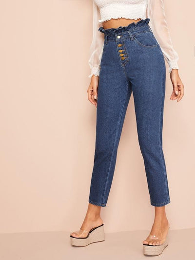 Light<b style="color:White;"><font size="1"> -</font></b>Wash<b style="color:White;"><font size="1"> -</font></b>Button Fly Paperbag Waist Jeans