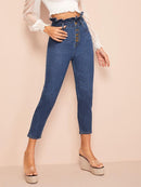 Light<b style="color:White;"><font size="1"> -</font></b>Wash<b style="color:White;"><font size="1"> -</font></b>Button Fly Paperbag Waist Jeans