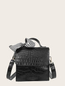 Twilly<b style="color:White;"><font size="1"> -</font></b>Scarf<b style="color:White;"><font size="1"> -</font></b>Croc Embossed Satchel Bag