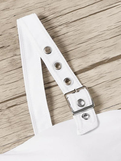 Eyelet<b style="color:White;"><font size="1"> -</font></b>Buckle<b style="color:White;"><font size="1"> -</font></b>Top<b style="color:White;"><font size="1"> -</font></b>With High Leg Bikini Set