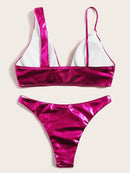 Metallic<b style="color:White;"><font size="1"> -</font></b>Asymmetrical<b style="color:White;"><font size="1"> -</font></b>Top With Hipster Bikini Set