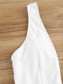 Double<b style="color:White;"><font size="1"> -</font></b>V<b style="color:White;"><font size="1"> -</font></b>Neck Belted One Piece Swimsuit