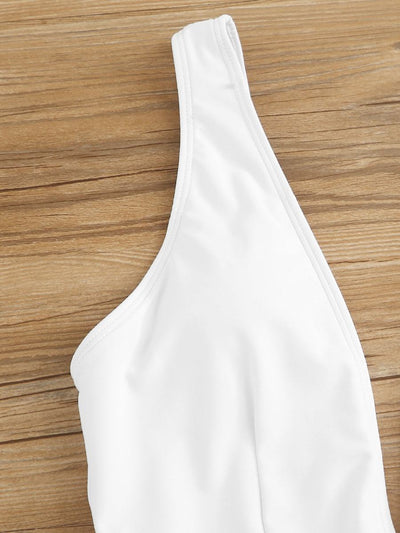 Double<b style="color:White;"><font size="1"> -</font></b>V<b style="color:White;"><font size="1"> -</font></b>Neck Belted One Piece Swimsuit