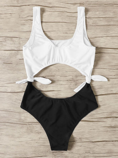 Two<b style="color:White;"><font size="1"> -</font></b>Tone<b style="color:White;"><font size="1"> -</font></b>Cut-out Tie Side Monokini