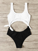 Two<b style="color:White;"><font size="1"> -</font></b>Tone<b style="color:White;"><font size="1"> -</font></b>Cut-out Tie Side Monokini