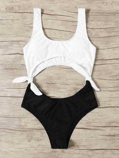 Two<b style="color:White;"><font size="1"> -</font></b>Tone<b style="color:White;"><font size="1"> -</font></b>Cut-out Tie Side Monokini