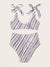 Striped<b style="color:White;"><font size="1"> -</font></b>Tie<b style="color:White;"><font size="1"> -</font></b>Shoulder<b style="color:White;"><font size="1"> -</font></b>Top With High Waist Bikini